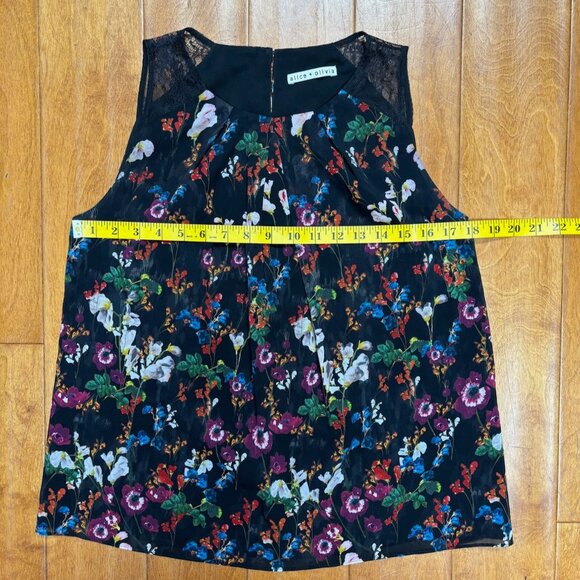 Alice Olivia Womens Silk Floral Top Size *M Lace Sleeveless Fairy Whimsigoth - Picture 9 of 10
